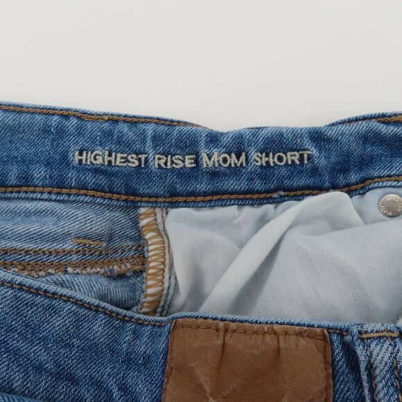 American Eagle Women 4 Highest Rise Mom Short Blue Denim Jean Distressed Cotton - Picture 10 of 14